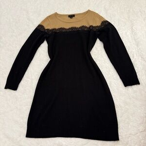 AB Studio Black and Tan Sheath Dress for Cocktail Nights